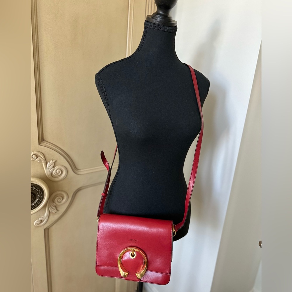 Jimmy Choo Madeline red leather crossbody